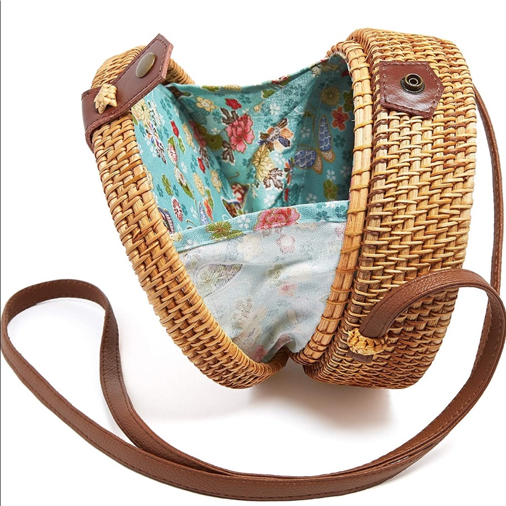 💕LAST  1 💕 Aquilina Bamboo Circle Rattan Bag - Picture 3 of 8